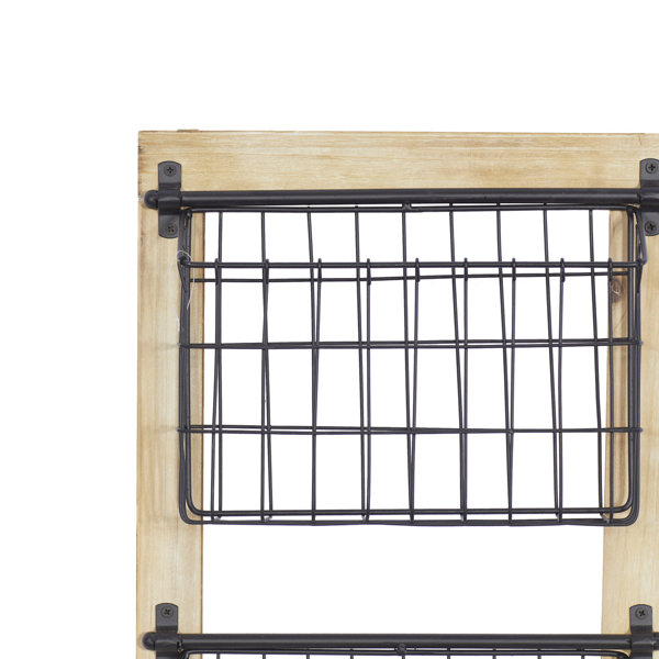 Gracie Oaks Harvin 34" H x 14" W x 4" D Industrial 3Tier Basket Wall